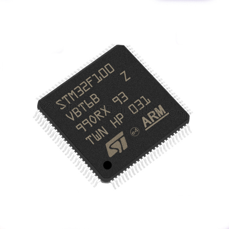 Hot Sale Komponen Elektronik STM32F100 2.5V 3.3V 100 Pin LQFP TR 100 LQFP STM32F100VBT6B CHIP